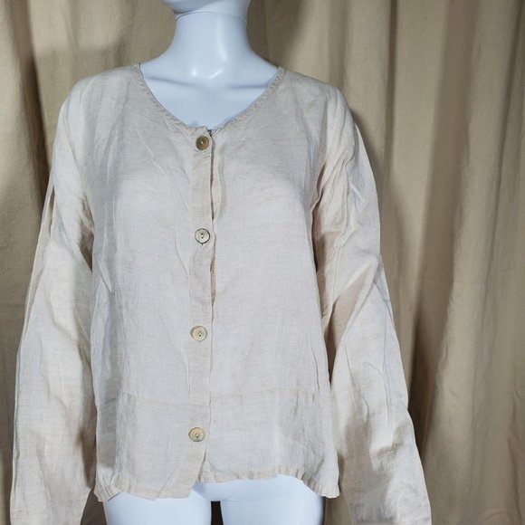 Flax linen button down top - Picture 5 of 10